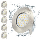 1 x RAW Customer Returns Wondlumi Pack of 6 LED recessed spotlights set IP44 bathroom LED spots 230V 5W neutral white round nickel ceiling spots 30mm flat 500lm, not dimmable - RRP €35.28