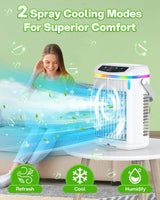 1 x RAW Customer Returns Mobile Air Conditioner, 1200ml Mobile Air Conditioner Mini Air Cooler Fan with Water Cooling, USB Evaporative Cooler with Remote Control, 3 Speeds 3 Modes, 2 4 6H Timer, Ideal for Room Office - RRP €58.48