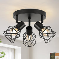 1 x RAW Customer Returns FORCOSO ceiling spotlight black swiveling 350 , spots ceiling light 3 flames metal ceiling lamp spotlight, E14 vintage ceiling spots wall spotlight, ceiling kitchen lamp kitchen living room hallway wall lamp - RRP €35.46