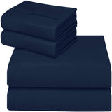 1 x RAW Customer Returns Utopia Bedding Bed Sheet Set 4 Pieces, Navy Blue - Polyester Microfiber, 1 Fitted Sheet 150x200cm, 1 Flat Sheet 266x259cm and 2 Pillowcases 50x75cm - RRP €21.95