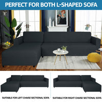 1 x RAW Customer Returns Ystyle sofa cover corner sofa L shape stretch, sofa cover couch cover L shape, universal sofa cover corner sofa, couch cover L shape sofa protector slipcover 3 seater 3 seater, dark grey  - RRP €62.99