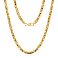 1 x RAW Customer Returns VEXXS chain men 4 6mm, 18K gold plated stainless steel king chain, Byzantine gold chain for men women girls men boys, hip hop jewelry gift, 45-65cm - RRP €52.43