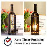 1 x RAW Customer Returns MJ PREMIER table lamp wireless, battery-operated table lamp made of wood, vintage wooden bottle design, bedside lamp with timer and lightbulb, suitable for bedroom, living room, table decoration, black - RRP €29.23