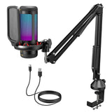 1 x RAW Customer Returns RGB Gaming Microphone PC Set Brightness Adjustable, TONOR USB Microphone with Microphone Arm for Computer PS4 5, Condenser Microphone with Microphone Stand, Mic for Streaming Podcasting Studio Recording, TC310  - RRP €54.99