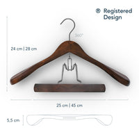 1 x RAW Customer Returns SUITS VIENNA Suit hangers 4 pieces Set for jacket blazer and trousers Suit hangers, solid wood, non-slip Trouser hangers, clamp hangers, space-saving Robust jacket hanger Extra wide shoulder pad - RRP €44.0