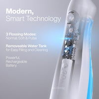 1 x RAW Customer Returns Aquasonic Aqua Flosser - Professional Rechargeable Water Dental Flosser with 4 Heads - Oral Irrigator with 3 Modes - Portable Cordless Dental Flosser White  - RRP €39.95