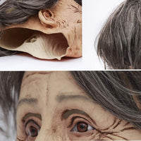 1 x RAW Customer Returns CreepyParty Halloween Costume Party Realistic Human Head Latex Mask Old Woman Grandma Carnival Masks - RRP €22.18