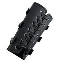 1 x RAW Customer Returns HiiFeuer Medieval PU Leather Buckle Arm Armor, Knight Larp Halloween Costume Black  - RRP €24.0