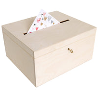 1 x RAW Customer Returns Creative Deco card box wedding wooden box with lid 29 x 25 x 15 cm Money gifts wooden box with slot, lock and key gift card box money box letter box box Storage donation box - RRP €34.96