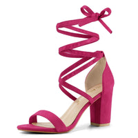 1 x Brand New Allegra K Women s Open Toe Chunky High Heel Sandals Rose Pink 41 - RRP €51.99