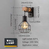 1 x RAW Customer Returns Glighone Wall Light Indoor Vintage Dimmable Wall Lamp Black Industrial Retro Lamp Made of Metal and Wood E27 with Switch for Staircase Hallway Cafe Bar Restaurant Hotel Living Room Without Bulb  - RRP €37.99