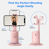 1 x RAW Customer Returns Auto Face Tracking Tripod - Sensitive movable mount, 360 tracking, AI chip, No app required, compatible with various phone holders of different sizes,- Pink - RRP €39.99