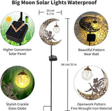 1 x RAW Customer Returns Moon solar lights garden decoration patio decoration, outdoor solar lamp for outside, solar light with ground spike, metal moon solar garden light, elf flower fairy solar light for terrace balcony stake path lawn - RRP €18.47