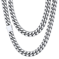 1 x RAW Customer Returns ChainsHouse Men s Bearded Link Necklace 9 mm Width 46 cm Long, Platinum - RRP €36.49