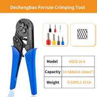 1 x RAW Customer Returns Ferrule Crimping Tool, Dechengbao 16-4 Square Jaw Wire Crimping Tool AWG 30-5 0.08-16mm Ferrule Crimper, Ratchet Crimping Tool - RRP €25.63