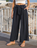 1 x RAW Customer Returns Terecey Wide Pants Women Wide Leg Pants Palazzo Pants Women Elegant Wide Pants High Waist Leisure Pants Casual Lightweight Pants with Drawstring Navy Blue XL - RRP €17.17