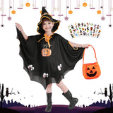 1 x RAW Customer Returns TOPJOWGA Halloween Witch Costume, Children s Wizard Cape, Witch Cape and Hat, Children s Halloween Cape, Children s Pumpkin Costume for Halloween Carnival Cosplay Party - RRP €17.99