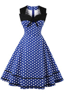 1 x RAW Customer Returns AXOE Women s 60s Polka Dot Retro Vintage Rockabilly Dresses Evening Dresses Elegant for Wedding Blue Size 48, 4XL - RRP €38.3