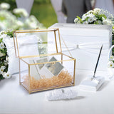 1 x RAW Customer Returns SUMNACON Wedding Gift Card Box Made of Glass Metal with Lock for Anniversary Christmas Wedding Birthday Baby Shower Party Gift Decoration Golden Rectangle  - RRP €53.44