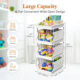 1 x RAW Customer Returns Lifewit Stackable Storage Boxes, 4-Tier Children s Shelf for Toys, Toy Shelf for Toy Organizer Storage, Basket Shelf for Wardrobe, Kitchen Cart for Vegetables, White, 35 x 30 x 72 cm - RRP €33.2