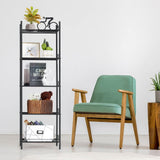 1 x RAW Customer Returns Shinoske 5-Tier Shelving Unit, Metal Storage Rack, Multifunctional Shelving Unit for Living Room, Bedroom, Kitchen, Office, 41 x 32 x 145 cm, Black - RRP €36.99