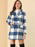 1 x RAW Customer Returns Allegra K Women s Coat Long Sleeve Double Breasted Colorblock Check Trench Coat Blue White L - RRP €72.6