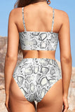 1 x Brand New SHEKINI Women s Swimsuit Two Pieces Bandeau Padded Sexy Adjustable Bikini Top Women s Bikini Set High Waist Abdomen Control Bikini Bottom S, Snakeskin  - RRP €36.95