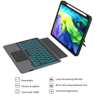 1 x RAW Customer Returns ROOFEI Multi Touch Case with Keyboard for iPad Air 5 4 10.9 Inch iPad Pro 11 Inch 4 3 2 1st Generation - Detachable Keyboard with Kickstand 7 Color Lighting - iPad QWERTZ Layout Keyboard Case - RRP €69.98