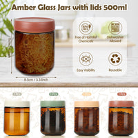 1 x RAW Customer Returns YUEYEE 4-pack amber preserving jars with screw lids 500ml, overnight oats jars for salad jars, chutney jam, spices, herbs, reusable glass with lid as a mason jar - RRP €24.99