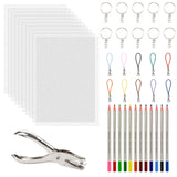 1 x RAW Customer Returns Crazy Plastic Kit, Crazy Plastic 10 Pcs Plastic Sheets 12 Colored Pencils 10 Slotted Key Rings with Chain Mask Hanging Rope 1 Metal Punch Pliers - RRP €14.0