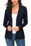 1 x RAW Customer Returns Women s Elegant Casual Long Sleeve Elastic Cardigan Lightweight Solid Knitted Blazer L, Navy Blue  - RRP €33.25