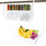 1 x RAW Customer Returns Pack of 4 under shelf storage baskets, metal hanging baskets, under cabinet hanging baskets, shelf storage organizer cabinet baskets, for kitchen, office, bathroom, closet, white - RRP €42.35