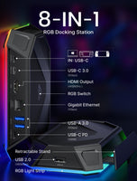 1 x RAW Customer Returns JSAUX RGB Docking Station for Steam Deck OLED ROG Ally Legion Go, 8-in-1 Steam Deck Dock with HDMI 4K 60Hz, Gigabit Ethernet, USB-C 3.0, Dual USB-A 3.0, USB 2.0 and 100W USB-C charging port-HB0801 Black  - RRP €59.65