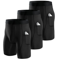 1 x RAW Customer Returns Niksa pack of 3 men s compression shorts, quick-drying base layer tights, sports underwear for tight, dry and breathable cycling shorts, sports shorts with mobile phone pocket - RRP €22.36