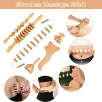 1 x RAW Customer Returns Massage roller back set with handle, Maderotherapy anti-cellulite massager massage wood, massage roller fascia roller Gua Sha cup massage set, lymphatic drainage body, stress relief and relaxation - RRP €42.35