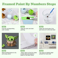 1 x Brand New NAIMOER Framed Paint by Numbers for Kids, 4Pack Paint by Numbers Canvas for Adults, Yoda Painting Kit for Kids, Acrylic Painting with Wooden Easel and Velcro 8x8inch  - RRP €19.2