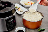 1 x RAW Customer Returns Yum Asia Kumo YumCarb Rice Cooker with Ceramic Bowl and Advanced Fuzzy Logic 5.5 Cups, 1 Liter , 5 Rice Cooking Functions, 3 Multicooker Functions, 220-240V EU Lightweight Stainless Steel  - RRP €89.9