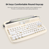 1 x RAW Customer Returns YUNZII ACTTO B303 Wireless Typewriter Keyboard, Aesthetic Retro Bluetooth Keyboard with Built-in Stand for Multiple Devices B303, Ivory Butter  - RRP €64.52