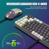 1 x RAW Customer Returns RedThunder K84 Wireless Gaming Keyboard and Mouse Set, QWERTZ German, 75 TKL Compact Layout, 2380mA Battery Capacity with RGB Lighting, 3200 DPI Honeycomb Mouse for PS5 PC Mac Gamer - RRP €60.49