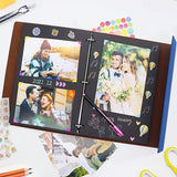 1 x RAW Customer Returns ZEEYUAN DIY Photo Album Black Pages Large Leather Scrapbook Photo Album with Stickers and Colorful Pens as a Gift for Women and Men - RRP €25.99