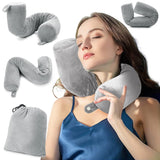 1 x RAW Customer Returns EPROICKS travel neck pillow travel pillow airplane pillow travel - memory foam, can be folded as desired side sleep neck pillow, for train, car, office, camping, travel gadgets gray  - RRP €19.43