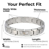 1 x RAW Customer Returns Smarter LifeStyle Elegant men s surgical steel bracelet with wide link bracelet, 4 colors to choose from - Silver - RRP €39.95