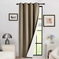 1 x RAW Customer Returns Deconovo Blackout Curtain Thermal Curtains Insulating Cold Heat Retention Heat Curtain Door Thick Curtains Heavy Curtain Cold Protection Room Divider, 214x132 HeightxWidth , Taupe, 1 Piece - RRP €35.78