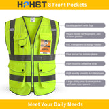 1 x RAW Customer Returns HPHST Safety Vest for Men and Women High Visibility Cycling Vest with Zip Reflective Vest Work Vest EN ISO 20471 Yellow Large  - RRP €18.04