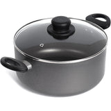 1 x RAW Customer Returns Homatz cooking pot 4.5L, 24 cm non-stick induction cooking pot with lid - Large soup pot, aluminum induction base, heat-resistant handles - Suitable for all types of stoves - RRP €29.08