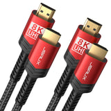 1 x RAW Customer Returns JSAUX HDMI Cable 3 Meters 8K 2 Packs, HDMI 2.1 Cable 48Gbps High Speed HDMI Cable, 4K 120Hz 144Hz, 8K 60Hz, HDCP 2.2 2.3, HDR 10, eARC Compatible with PS5 PS4 Dolby TV -Red - RRP €16.72