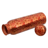 1 x RAW Customer Returns Zap Impex Copper Water Bottle for Ayurveda Benefits Small Floral Print Design Travelers Water Bottle Joint Free 900ml - RRP €22.55