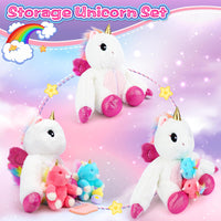 8 x Brand New cosone Unicorn Plush Toy, Unicorn Gifts for Girls, Plush Toys for 3-8 Year Old Girls, Stuffed Unicorn Doll with 2 Baby Unicorns in the Stomach - RRP €187.04