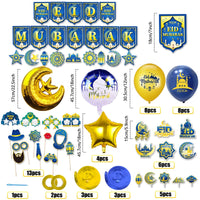 15 x Brand New Eid Mubarak Decoration, Gold Eid Mubarak Foil Balloon Banner and Latex Balloons Moon Star Banner Holiday Decorations, Islamic Golden Party Supplies for Home Decoration - RRP €174.3