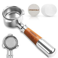 1 x RAW Customer Returns CRAZCALF Bottomless portafilter 54mm, portafilter 54mm compatible with Breville Barista Series 870 878 880, stainless steel filter holder with wooden handle, stainless steel puck screen, filter paper - RRP €40.33